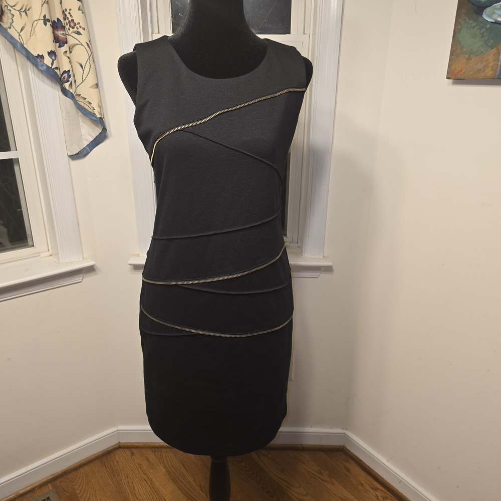 Michael Kors Women's Zipper Dress Sheath‎ Sleeveless Black Size 4